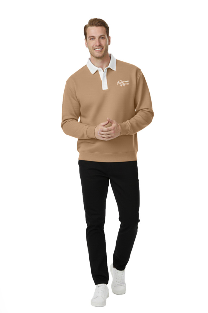 DeepSEA Relax Fit İçi Polarlı %100 Pamuk Yarım Fermuarlı Dik Yaka Sweatshirt 2600762 2