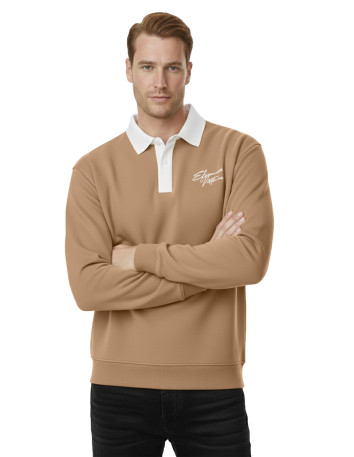 DeepSEA Relax Fit İçi Polarlı %100 Pamuk Yarım Fermuarlı Dik Yaka Sweatshirt 2600762