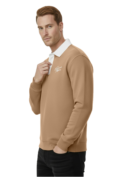 DeepSEA Relax Fit İçi Polarlı %100 Pamuk Yarım Fermuarlı Dik Yaka Sweatshirt 2600762