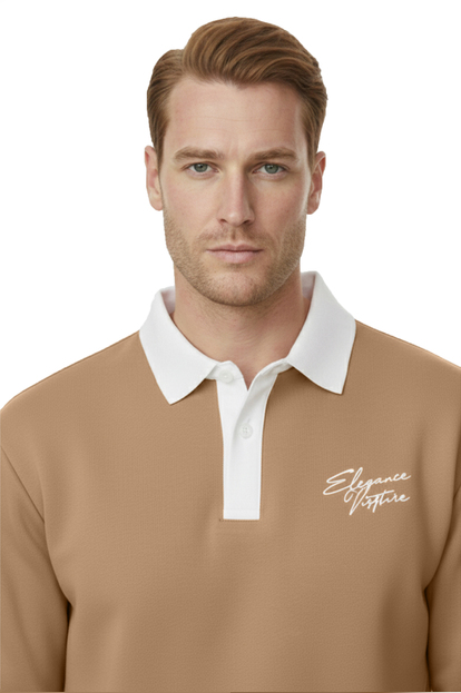 DeepSEA Relax Fit İçi Polarlı %100 Pamuk Yarım Fermuarlı Dik Yaka Sweatshirt 2600762