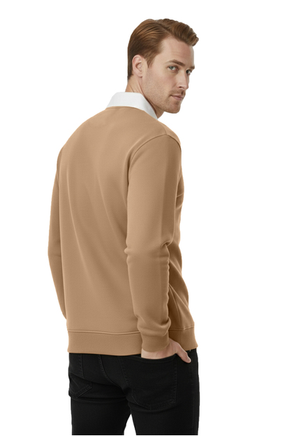 DeepSEA Relax Fit İçi Polarlı %100 Pamuk Yarım Fermuarlı Dik Yaka Sweatshirt 2600762
