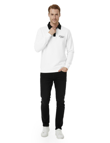 DeepSEA Relax Fit İçi Polarlı %100 Pamuk Yarım Fermuarlı Dik Yaka Sweatshirt 2600762 2
