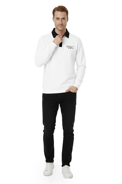 DeepSEA Relax Fit İçi Polarlı %100 Pamuk Yarım Fermuarlı Dik Yaka Sweatshirt 2600762