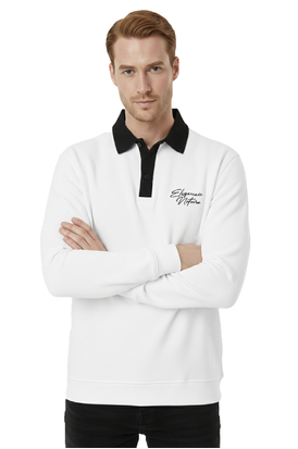DeepSEA Relax Fit İçi Polarlı %100 Pamuk Yarım Fermuarlı Dik Yaka Sweatshirt 2600762 2