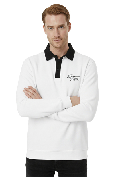 DeepSEA Relax Fit İçi Polarlı %100 Pamuk Yarım Fermuarlı Dik Yaka Sweatshirt 2600762