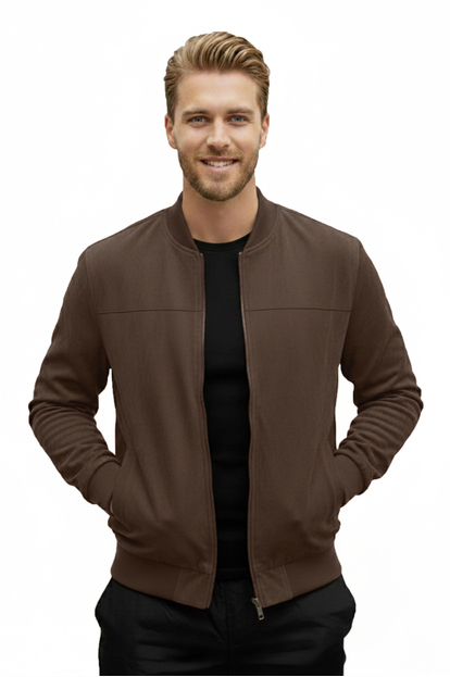 DeepSEA Dar Kesim Likralı Fermuarlı Süet Mont 2504334