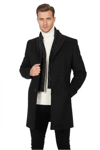 DeepSEA Şal Yaka Çift Düğme İtalyan Kesim Kaşe Kaban 2407005