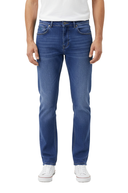 DeepSEA Tırnak Taşlamalı Regular Fit Düz Kot Pantolon 2407080