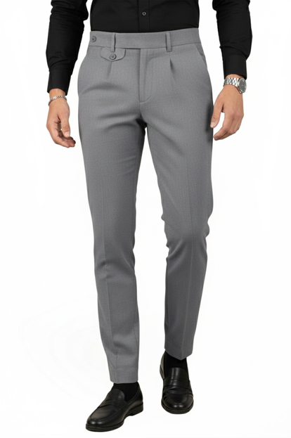 DeepSEA Erkek Likralı İtalyan Kesim Pileli Kemer Tokalı Şık Kumaş Pantolon 2601021