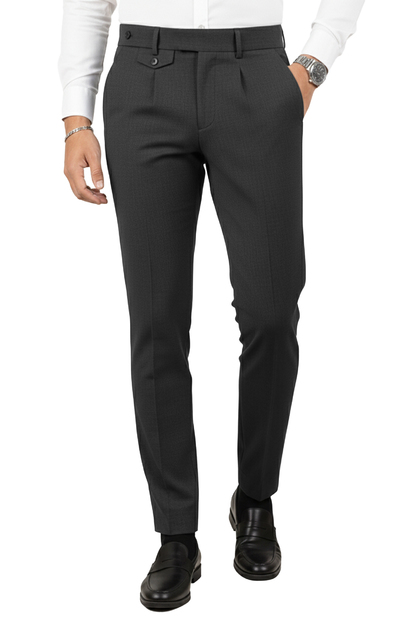 DeepSEA Erkek Likralı İtalyan Kesim Pileli Kemer Tokalı Şık Kumaş Pantolon 2601021