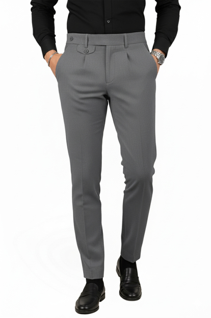 DeepSEA Erkek Likralı İtalyan Kesim Pileli Kemer Tokalı Şık Kumaş Pantolon 2601021