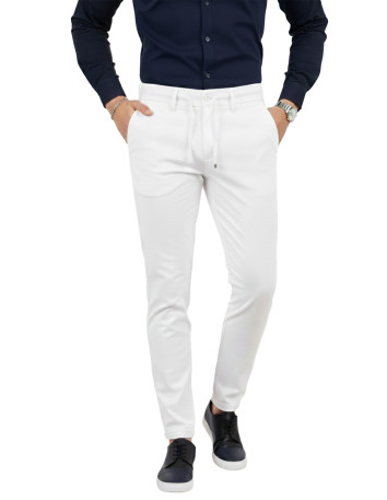 DeepSEA Erkek Likralı Gofre Kumaş Beli Lastikli İpli Slim Fit Günlük Pantolon 2600572