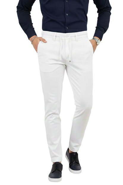 DeepSEA Erkek Likralı Gofre Kumaş Beli Lastikli İpli Slim Fit Günlük Pantolon 2600572