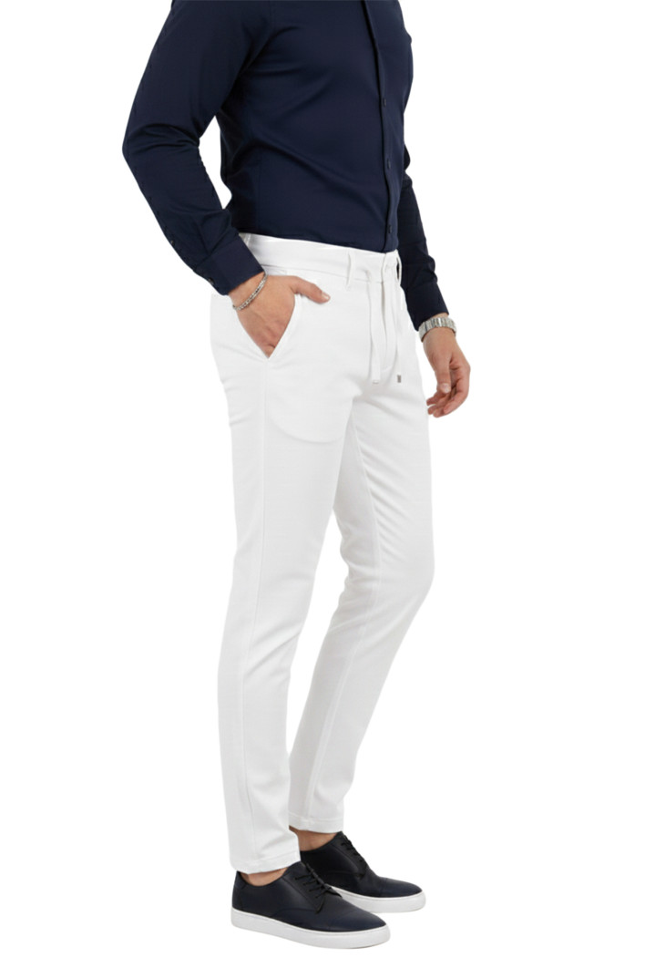 DeepSEA Erkek Likralı Gofre Kumaş Beli Lastikli İpli Slim Fit Günlük Pantolon 2600572 2