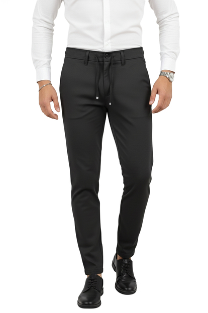 DeepSEA Erkek Likralı Gofre Kumaş Beli Lastikli İpli Slim Fit Günlük Pantolon 2600572