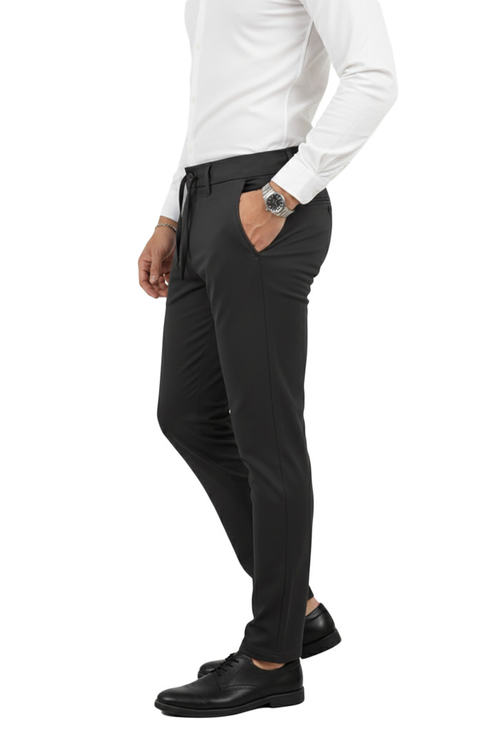 DeepSEA Erkek Likralı Gofre Kumaş Beli Lastikli İpli Slim Fit Günlük Pantolon 2600572 2
