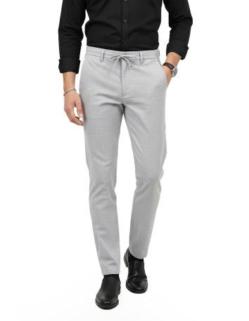 DeepSEA Erkek Likralı Gofre Kumaş Beli Lastikli İpli Slim Fit Günlük Pantolon 2600572