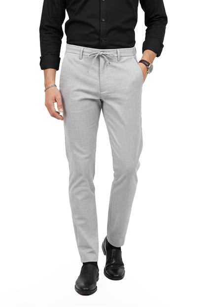 DeepSEA Erkek Likralı Gofre Kumaş Beli Lastikli İpli Slim Fit Günlük Pantolon 2600572