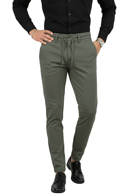 DeepSEA Erkek Likralı Gofre Kumaş Beli Lastikli İpli Slim Fit Günlük Pantolon 2600572