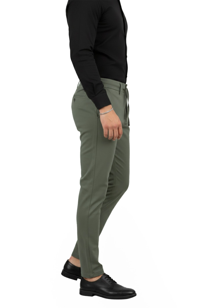 DeepSEA Erkek Likralı Gofre Kumaş Beli Lastikli İpli Slim Fit Günlük Pantolon 2600572 2