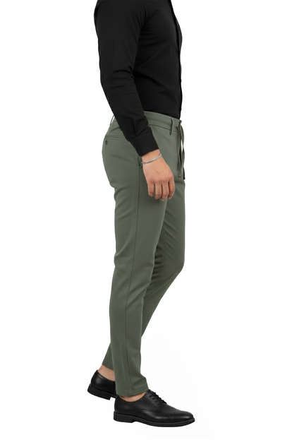 DeepSEA Erkek Likralı Gofre Kumaş Beli Lastikli İpli Slim Fit Günlük Pantolon 2600572