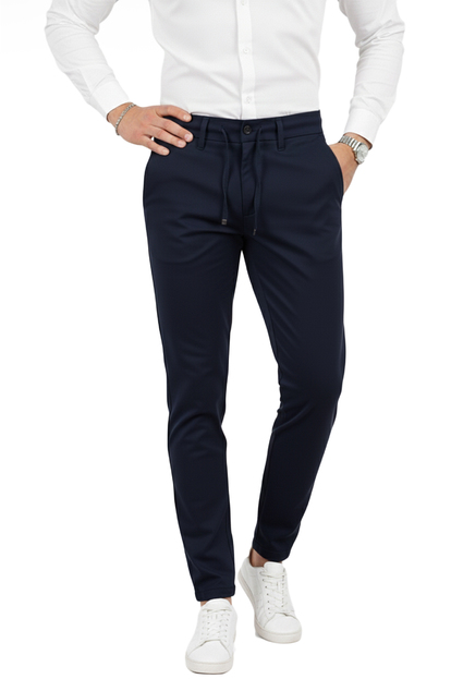 DeepSEA Erkek Likralı Gofre Kumaş Beli Lastikli İpli Slim Fit Günlük Pantolon 2600572