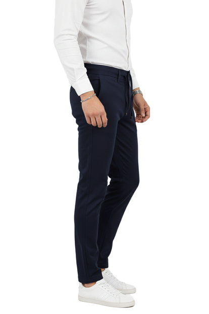 DeepSEA Erkek Likralı Gofre Kumaş Beli Lastikli İpli Slim Fit Günlük Pantolon 2600572