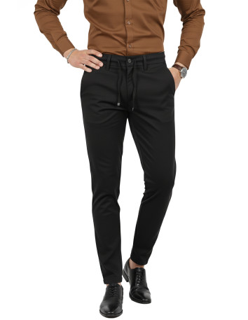 DeepSEA Erkek Likralı Gofre Kumaş Beli Lastikli İpli Slim Fit Günlük Pantolon 2600572