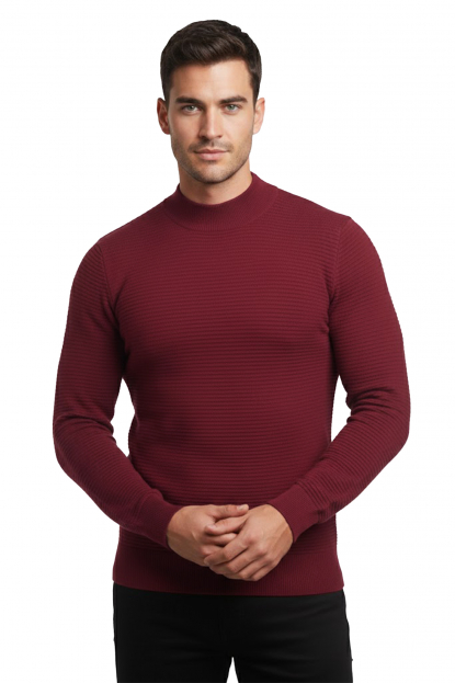 DeepSEA Dar Kesim Likralı Erkek Triko Kazak – Bisiklet Yaka Şık Tasarım 2505512