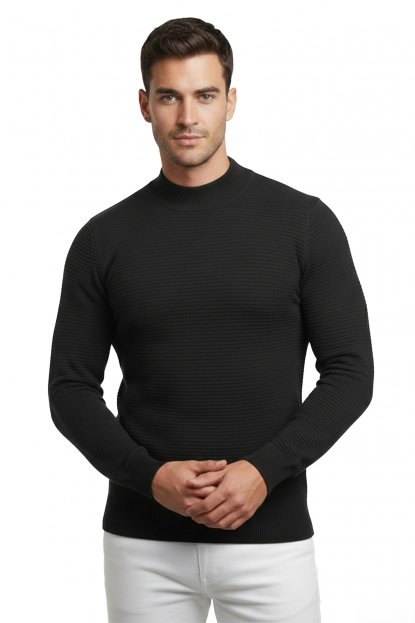 DeepSEA Dar Kesim Likralı Erkek Triko Kazak – Bisiklet Yaka Şık Tasarım 2505512