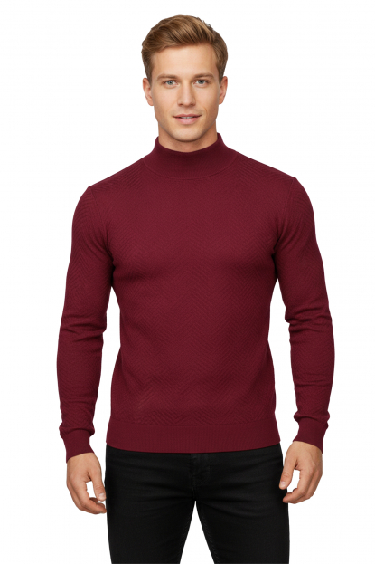 DeepSEA Dar Kesim Likralı Erkek Triko Kazak – Bisiklet Yaka Şık Tasarım 2505516