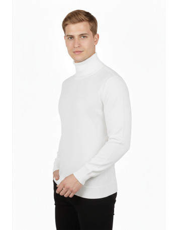 DeepSEA Tam Balıkçı Yaka Yanları Örme Desenli Slim Fit Boğazlı Kazak 2505495 2