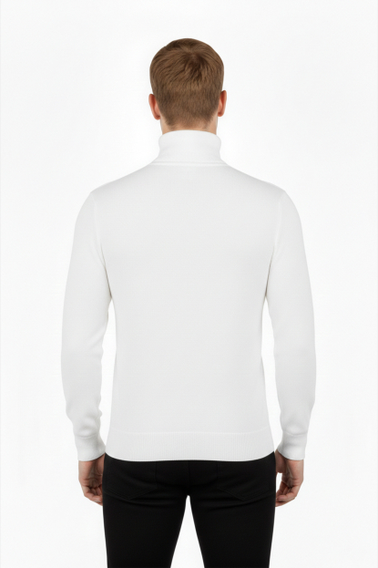 DeepSEA Tam Balıkçı Yaka Yanları Örme Desenli Slim Fit Boğazlı Kazak 2505495