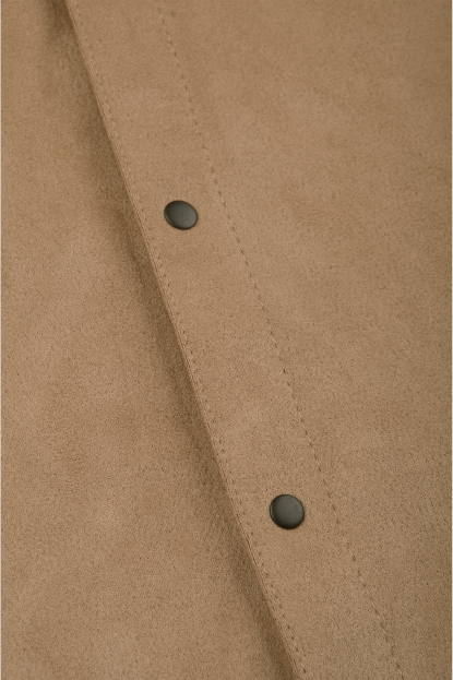 DeepSEA Slim Fit Likralı Çıtçıtlı Süet Gömlek 2500556