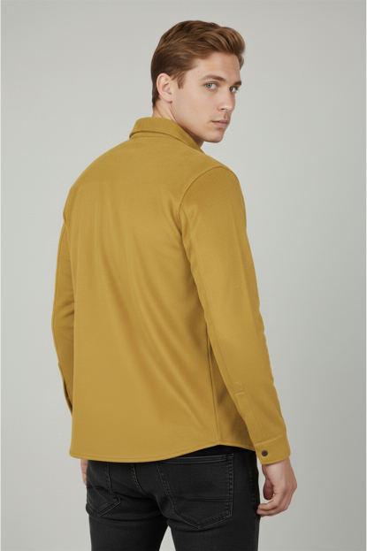 DeepSEA Slim Fit Likralı Çıtçıtlı Süet Gömlek 2500556