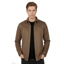 DeepSEA Slim Fit Likralı Çıtçıtlı Süet Gömlek 2500556