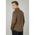 DeepSEA Slim Fit Likralı Çıtçıtlı Süet Gömlek 2500556