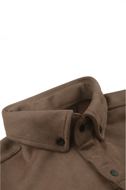 DeepSEA Slim Fit Likralı Çıtçıtlı Süet Gömlek 2500556