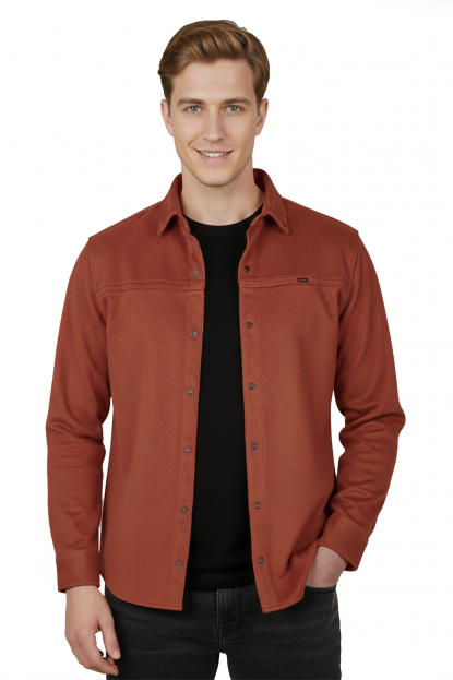 DeepSEA Slim Fit Likralı Çıtçıtlı Süet Gömlek 2500556