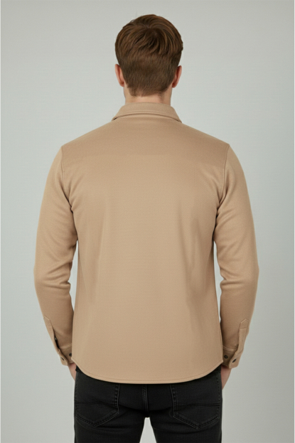 DeepSEA Slim Fit Likralı Çıtçıtlı Süet Gömlek 2500556