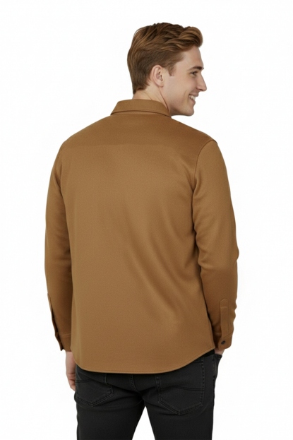 DeepSEA Slim Fit Likralı Çıtçıtlı Süet Gömlek 2500556