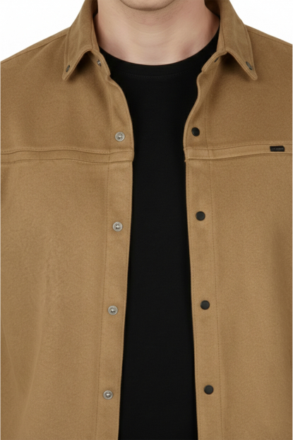 DeepSEA Slim Fit Likralı Çıtçıtlı Süet Gömlek 2500556