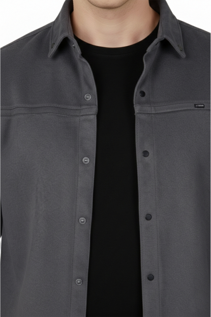 DeepSEA Slim Fit Likralı Çıtçıtlı Süet Gömlek 2500556
