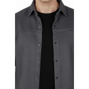 DeepSEA Slim Fit Likralı Çıtçıtlı Süet Gömlek 2500556