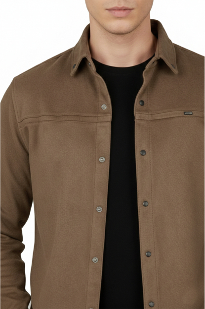 DeepSEA Slim Fit Likralı Çıtçıtlı Süet Gömlek 2500556