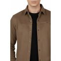 DeepSEA Slim Fit Likralı Çıtçıtlı Süet Gömlek 2500556