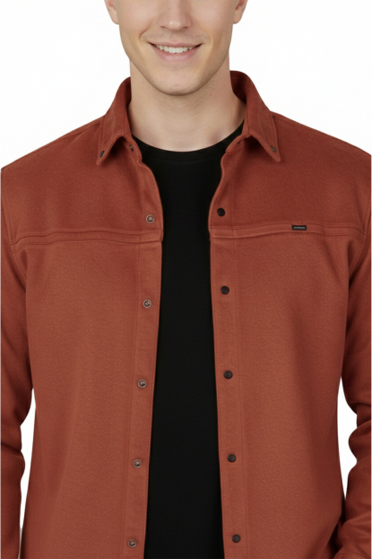 DeepSEA Slim Fit Likralı Çıtçıtlı Süet Gömlek 2500556