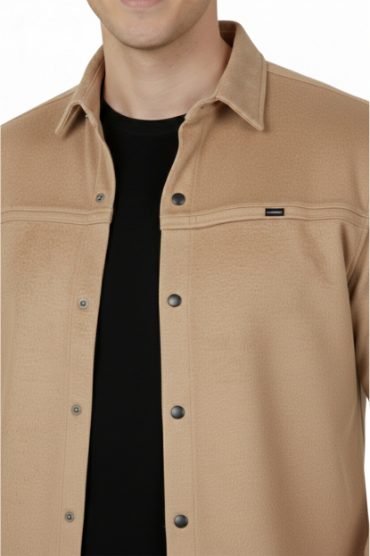 DeepSEA Slim Fit Likralı Çıtçıtlı Süet Gömlek 2500556