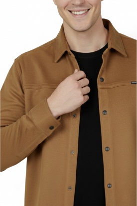 DeepSEA Slim Fit Likralı Çıtçıtlı Süet Gömlek 2500556 2