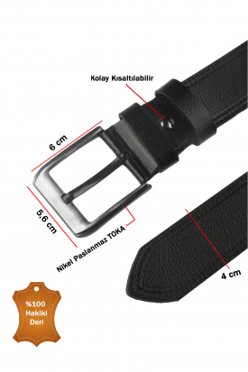 DeepSEA Hakiki Deri Lazer Desenli Spor Erkek Kemer Siyah Tokalı Kısaltılabilir 2602668 2
